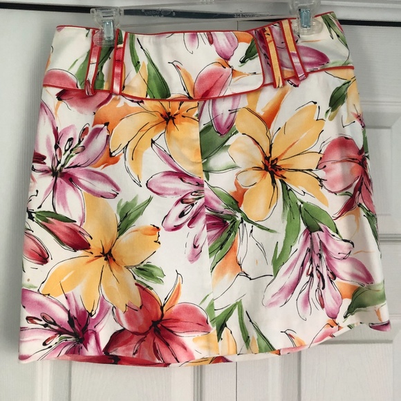 Cache Women’s SET:  Skirt and Top, Top Yellow & Floral Skirt Size 8M - Picture 3 of 5